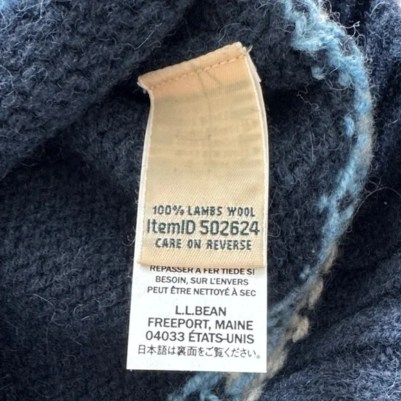 L.L. Bean Navy Fair Isle Crewneck Sweater with Light Blue and Red Accents - Picture 4 of 4